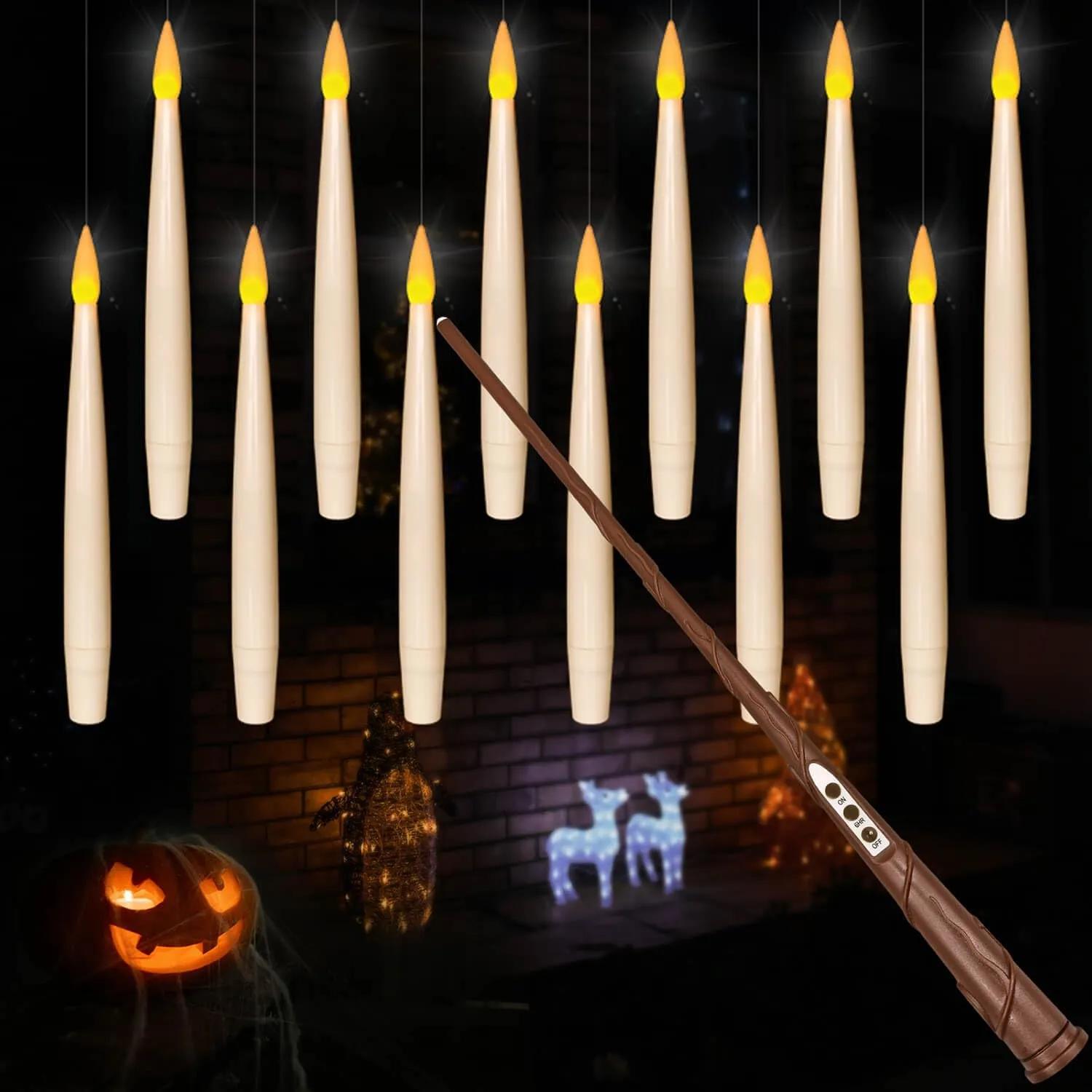 Floating “Wizard” Candles + Wand Remote (Leejec 20-Pack)